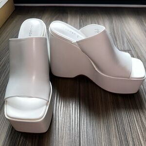 Madden Girl White Slip-On Wedge Sandals